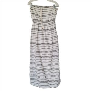 GAP 100% Cotton Parisian Soft Quiet Luxury Strapless Dress Black Stripes Medium